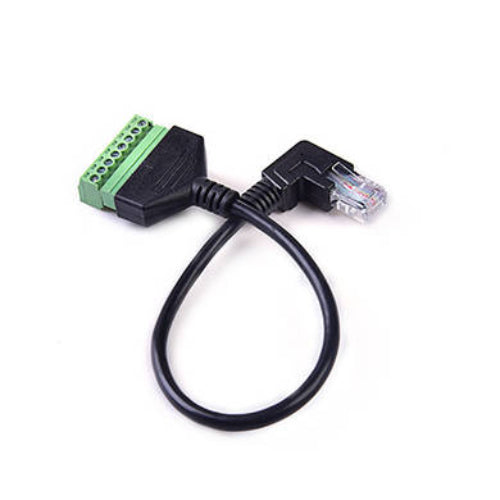 SYSTEM-S LAN Kabel 30 cm RJ45 Stecker zu 8 pin Terminalblock Winkel in Schwarz