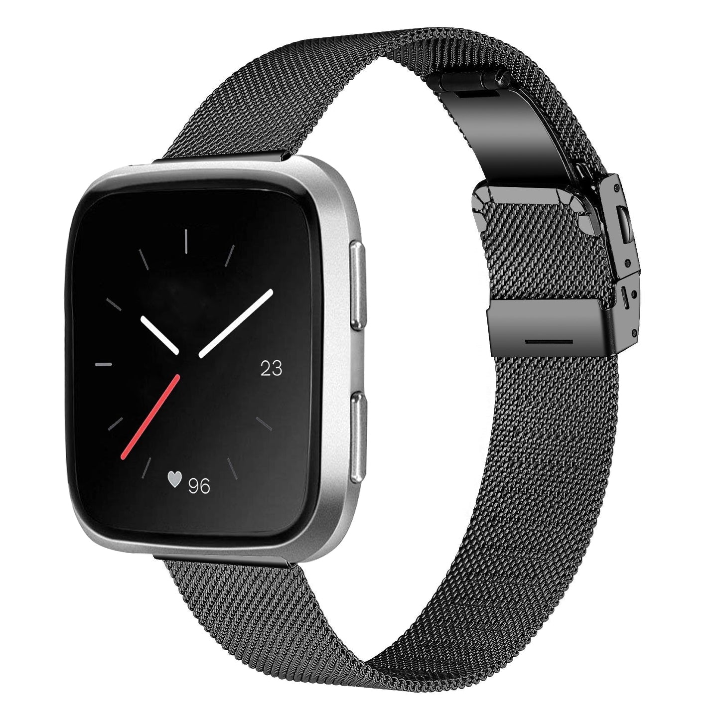 SYSTEM-S Armband Milanaise aus Metall für Fitbit Versa 2 1 Lite Smartwatch in Schwarz