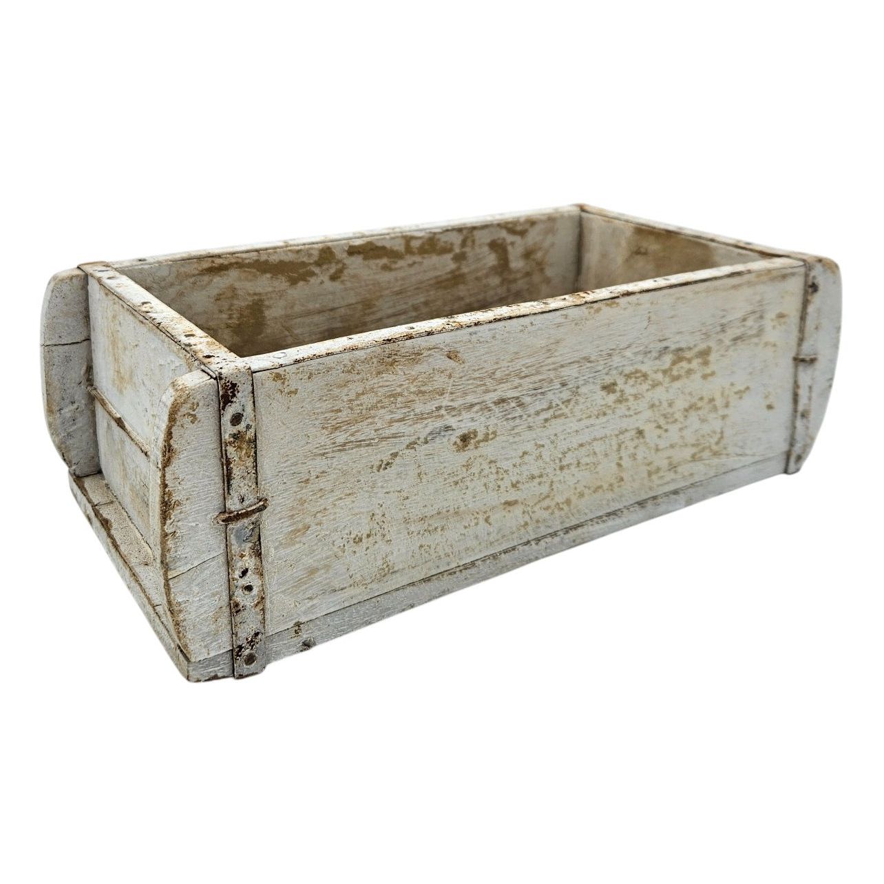 Holzkiste weiß Ziegelform Ziegelsteinform Kiste recyceltes Holz Kasten 30 cm