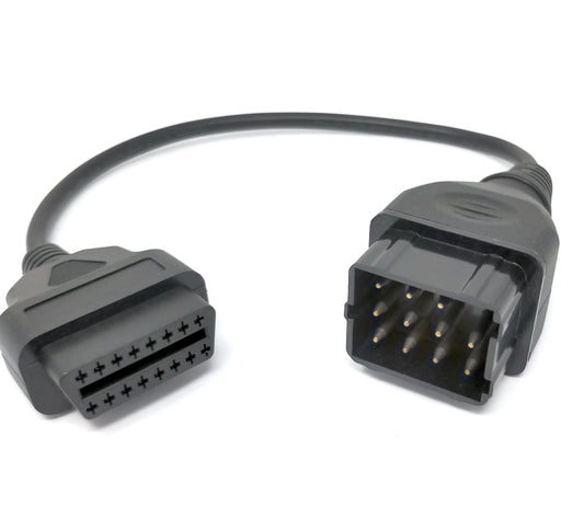 SYSTEM-S OBD Kabel 40 cm OBD 2 Buchse für Renault 12pin in Schwarz für Auto Diagnose