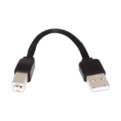 SYSTEM-S USB 2.0 Kabel 13 cm Typ B Stecker zu Typ A Stecker kurz flach in Schwarz