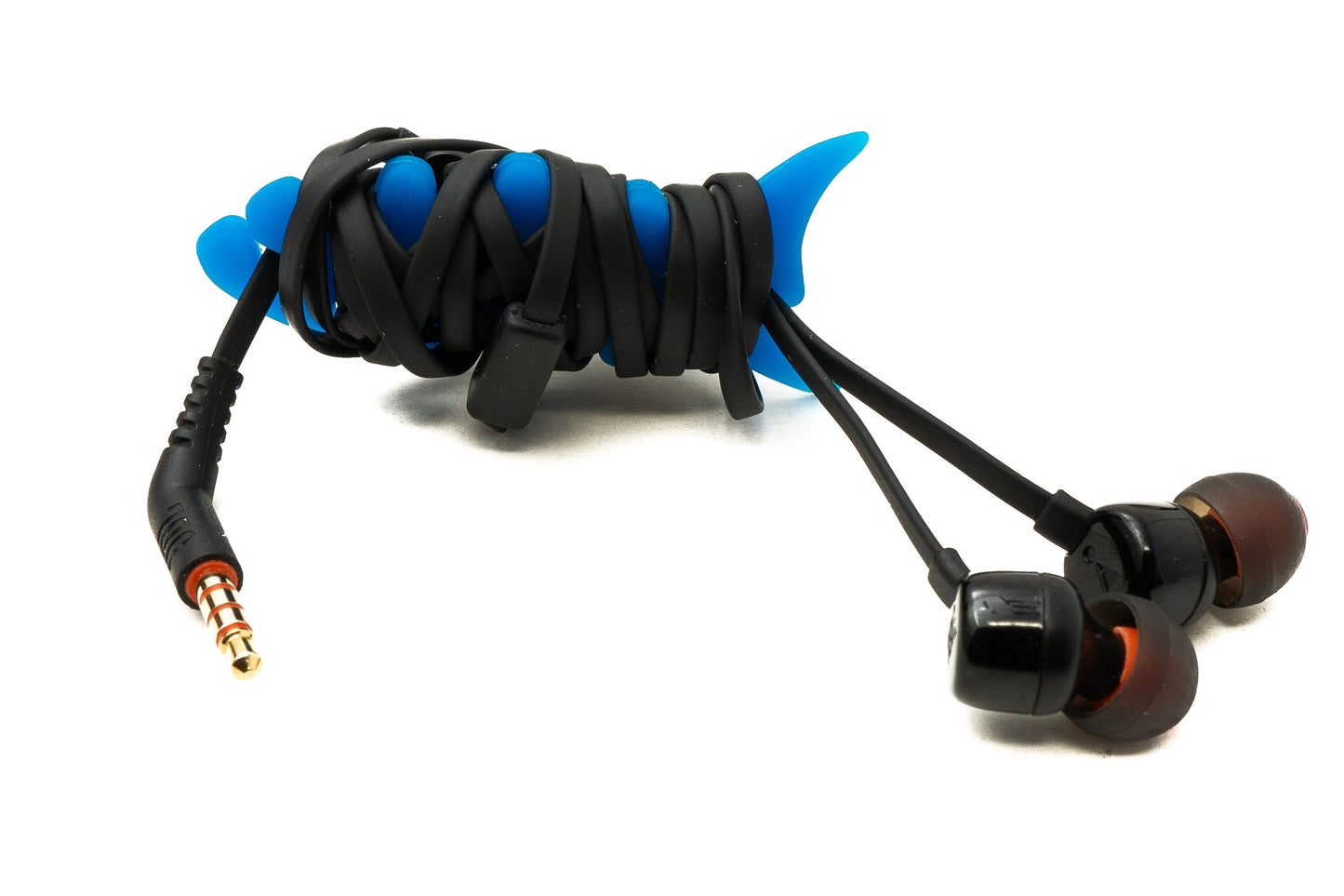 SYSTEM-S 5er Set Kabelmanager Wrap Kabelaufroller Fischform Silikon Aufwickler Kabelschutz in Blau