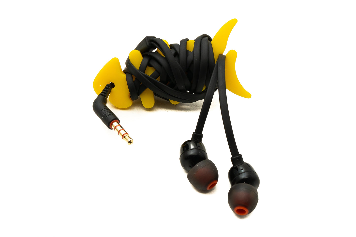 SYSTEM-S 5er Set Kabelmanager Wrap Kabelaufroller Fischform Silikon Aufwickler Kabelschutz in Gelb