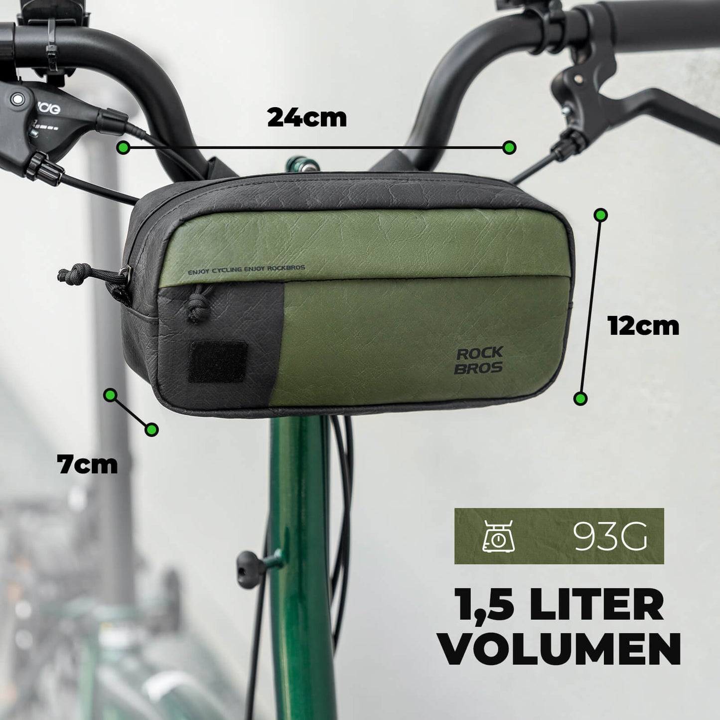2-in-1 Lenkertasche Wasserabweisend mit Schultergurt 1,5L