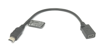 SYSTEM-S USB 2.0 cable 20 cm Mini B male to female adapter in black 