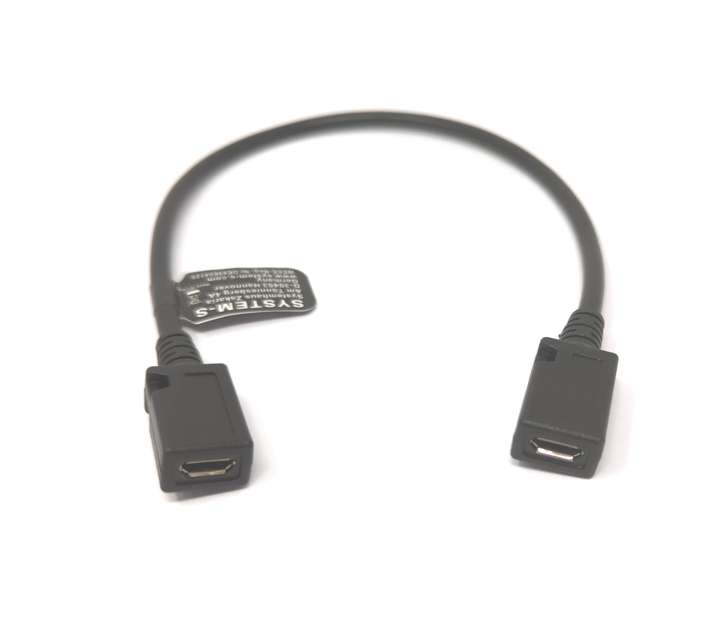 SYSTEM-S USB 2.0 Kabel 15 cm Micro B Buchse zu Buchse in Schwarz
