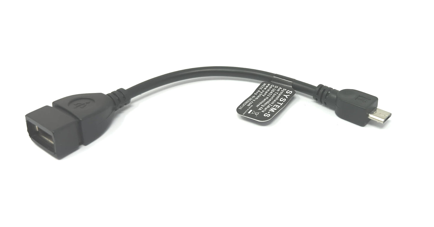 SYSTEM-S USB 2.0 Kabel 15 cm Micro B Stecker zu Typ A Buchse Adapter in Schwarz
