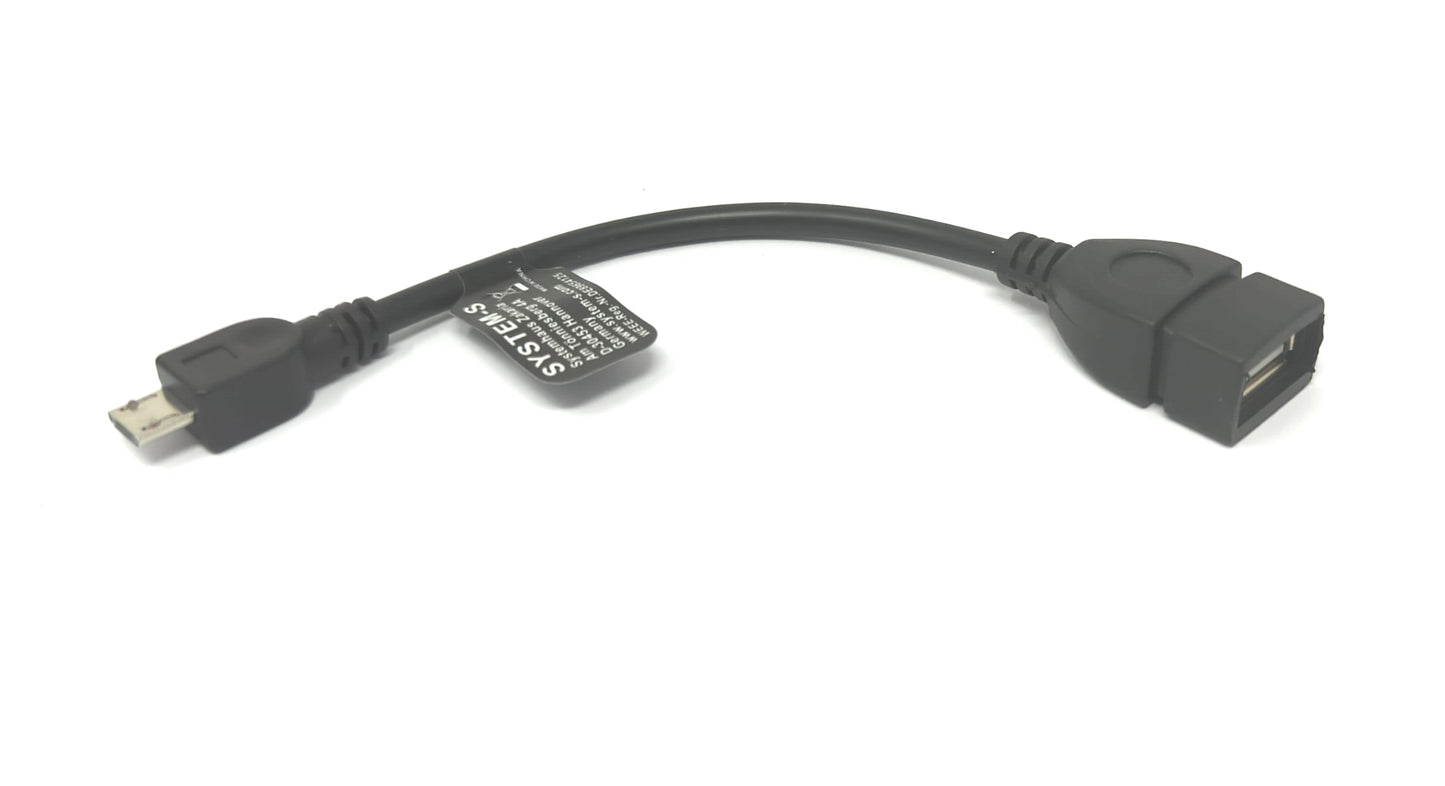 SYSTEM-S USB 2.0 Kabel 15 cm Micro B Stecker zu Typ A Buchse Adapter in Schwarz