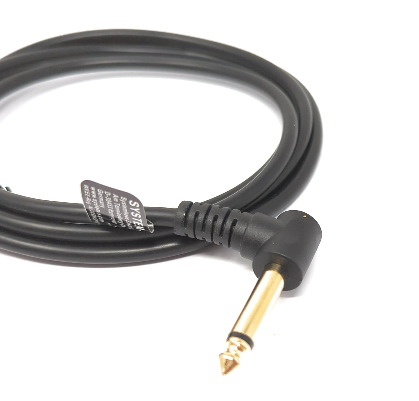 SYSTEM-S Audio Kabel 150 cm Stereo AUX Klinke 6,35 mm Stecker zu Stecker Winkel Schwarz