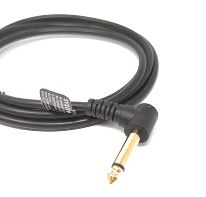 SYSTEM-S Audio Kabel 150 cm Stereo AUX Klinke 6,35 mm Stecker zu Stecker Winkel Schwarz