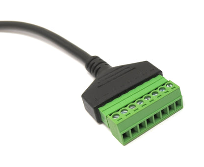 SYSTEM-S LAN Kabel 30 cm RJ45 Stecker zu 8 pin Terminalblock Winkel in Schwarz