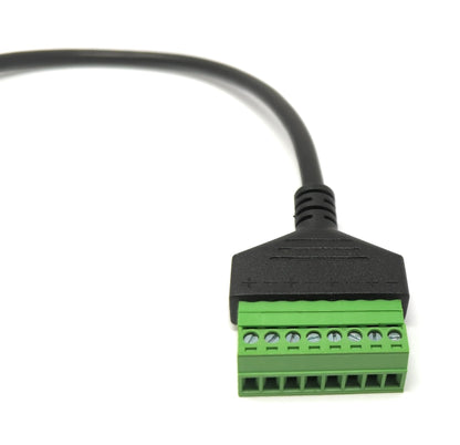 SYSTEM-S LAN Kabel 30 cm RJ45 Stecker zu 8 pin Terminalblock Winkel in Schwarz