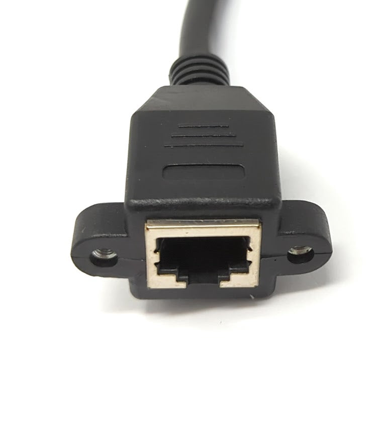 SYSTEM-S LAN Kabel 30 cm 8P8C Stecker zu Buchse Winkel Schraube in Schwarz