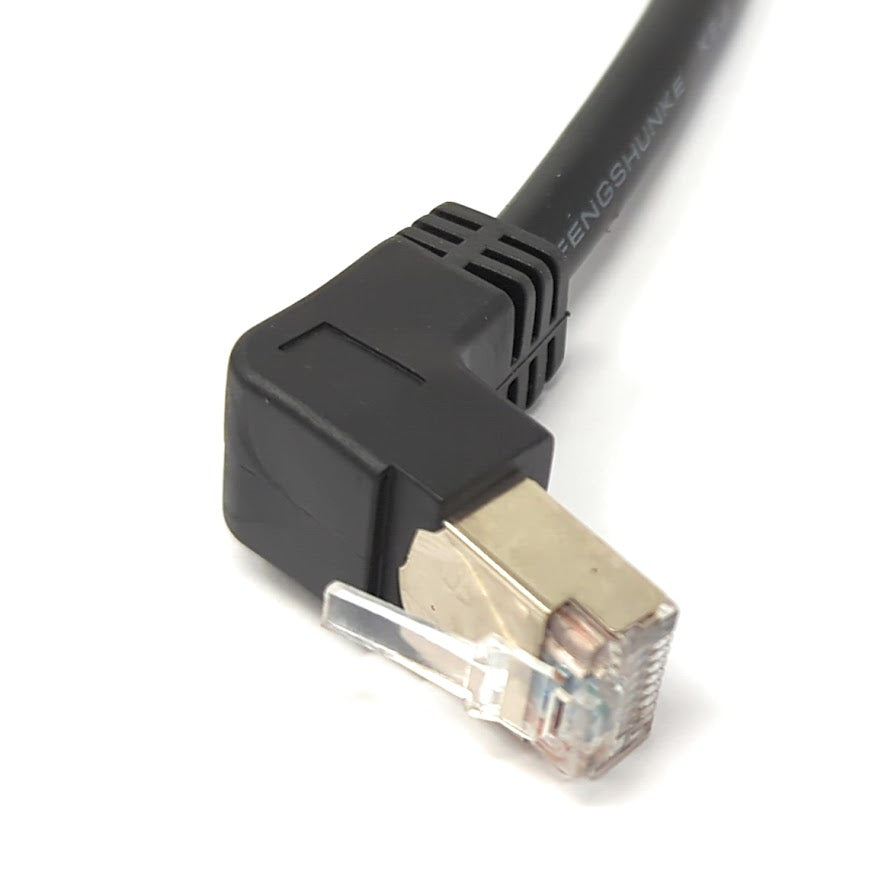 SYSTEM-S LAN Kabel 30 cm 8P8C Stecker zu Buchse Winkel Schraube in Schwarz