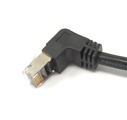 SYSTEM-S LAN Kabel 30 cm 8P8C Stecker zu Buchse Winkel Schraube in Schwarz