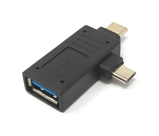 SYSTEM-S USB Y 3.1 Adapter Typ C Stecker & 2.0 Micro B Stecker zu 3.0 A Buchse Kabel