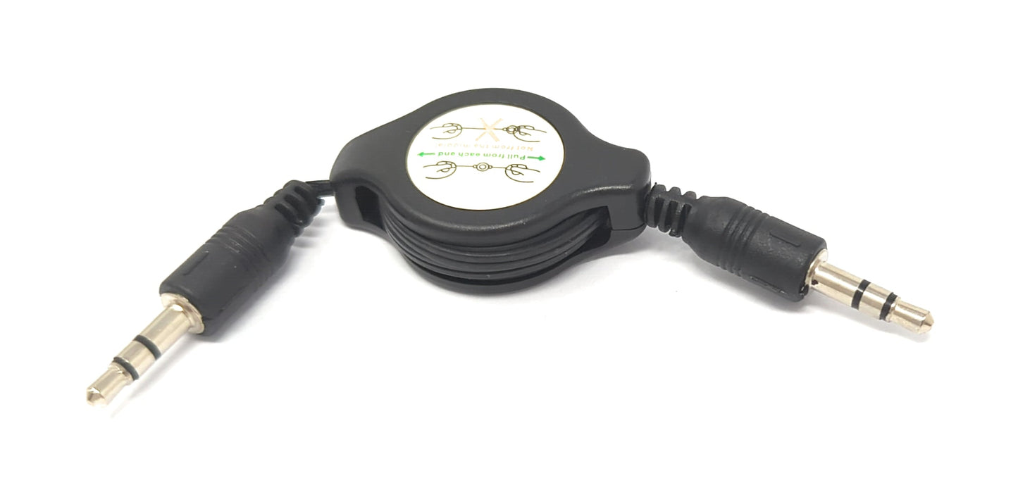 SYSTEM-S Audio Kabel 80 cm Stereo AUX Klinke 3,5 mm Stecker zu Stecker ausfahrbar Schwarz