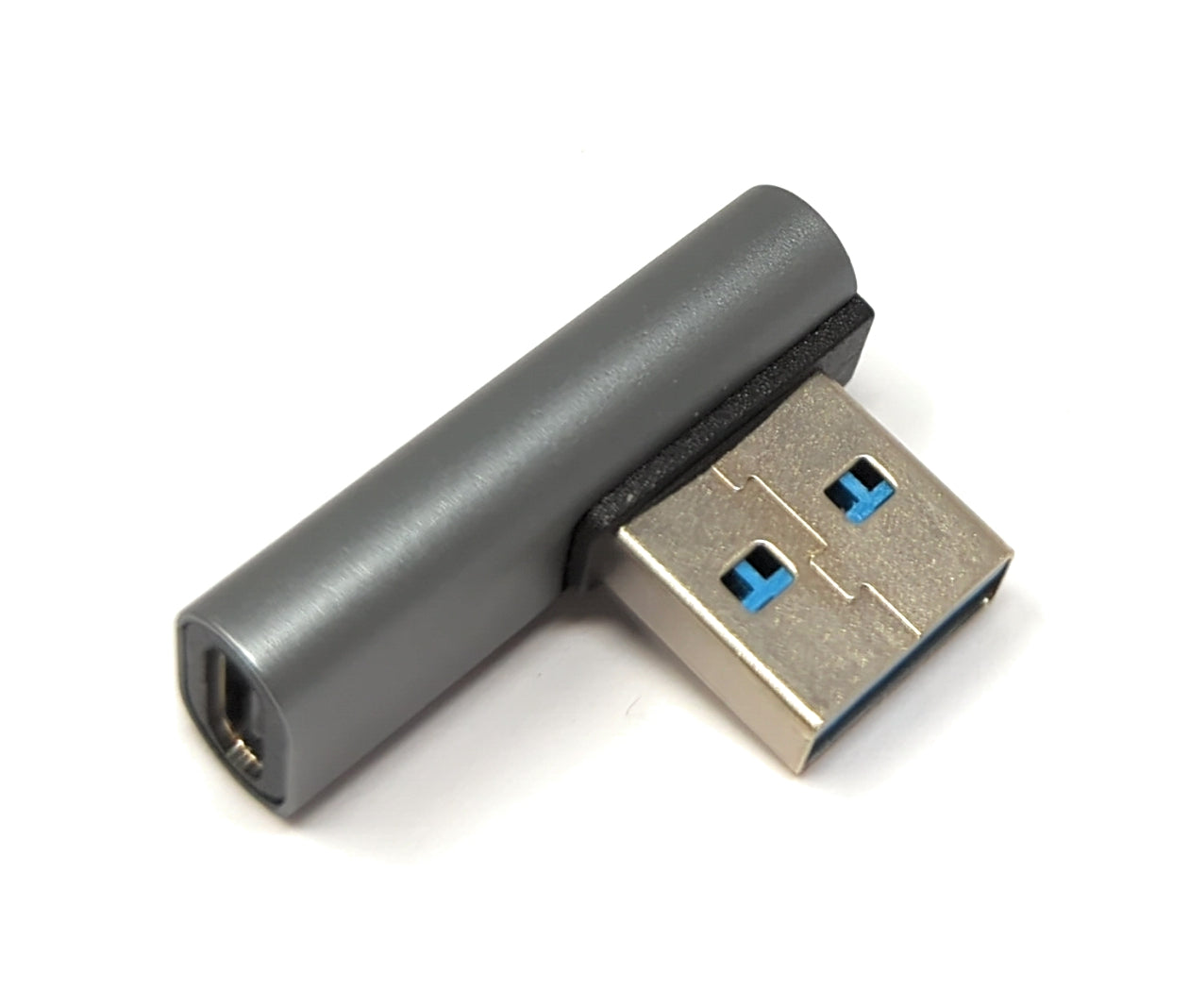 SYSTEM-S USB 3.1 adapter type C female to 3.0 type A male angled cable in gray