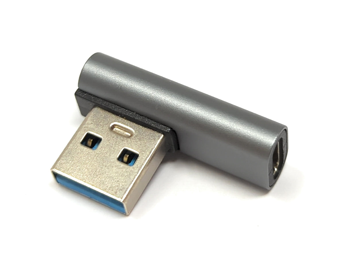 SYSTEM-S USB 3.1 adapter type C female to 3.0 type A male angled cable in gray