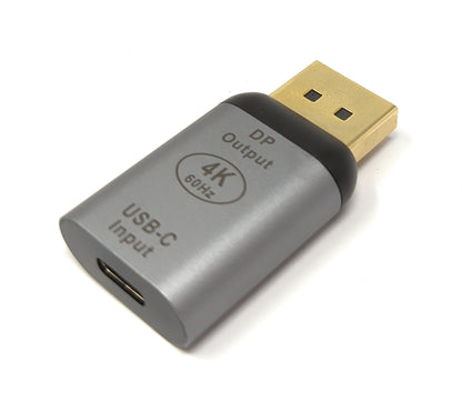 SYSTEM-S USB Adapter 3.1 Typ C Buchse zu DisplayPort Stecker unidirektional DP 4K Kabel in Grau