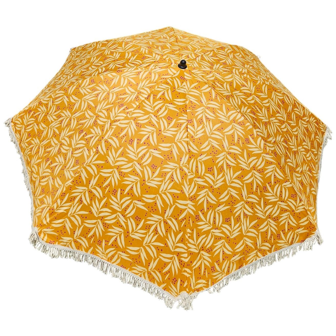 Sonnenschirm Strandschirm Schirm UV Schutz mit Tasche Fransen Gelb Ø 170 cm