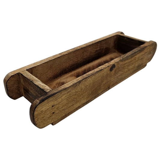 Holzkiste Ziegelform Mangoholz Ziegelsteinform Kiste Landhaus Holz Kasten klein 30x9 cm