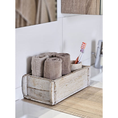 Holzkiste weiß Ziegelform Ziegelsteinform Kiste recyceltes Holz Kasten 30 cm