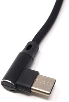 SYSTEM-S USB Typ C 3.1 Nylon Kabel auf umkehrbarer USB Schnittstelle Typ A 2.0 90° Grad gewinkelt in Schwarz 97 cm