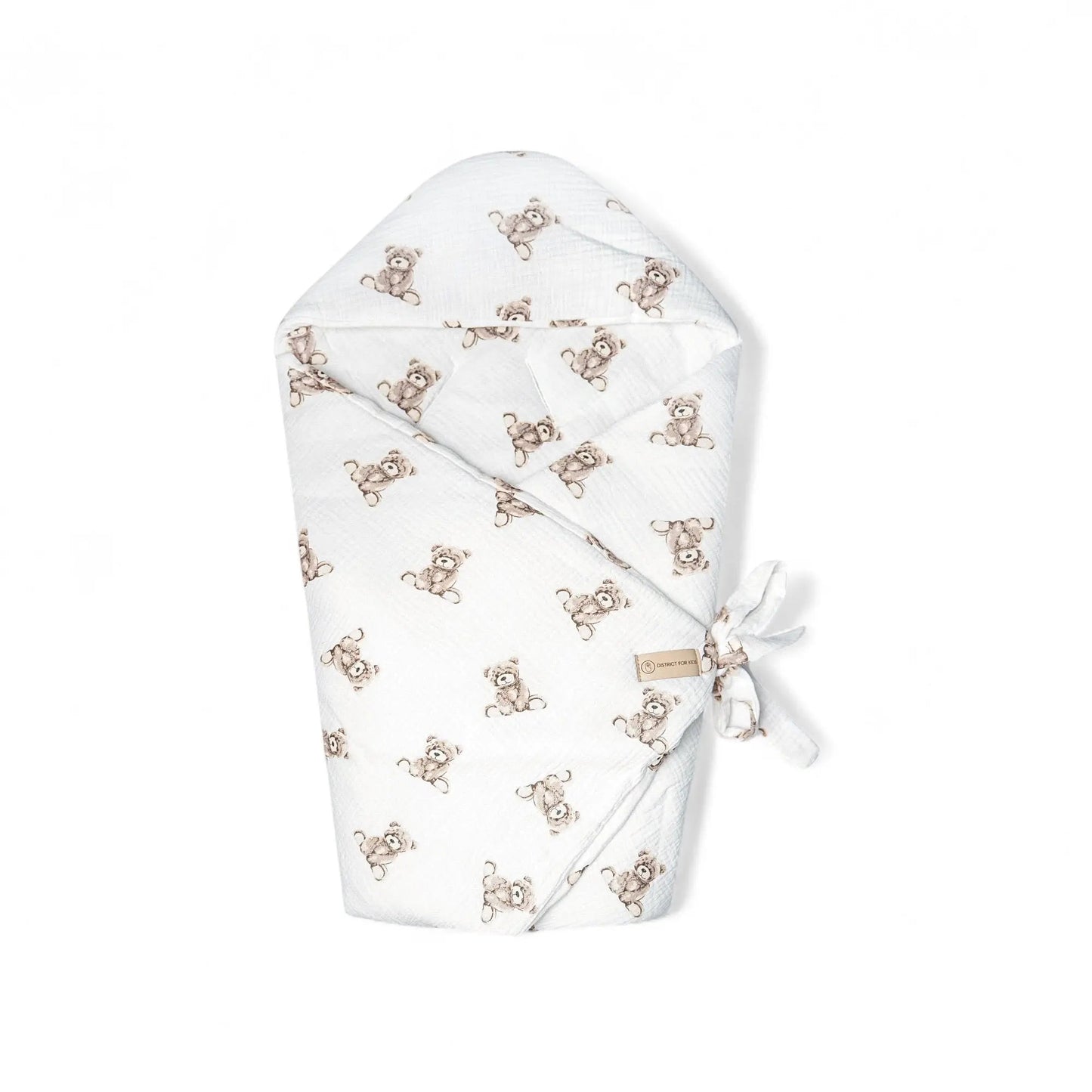 Einschlagdecke für Babyschale aus Musselin Teddybär | ganzjährig & leicht 2.5 TOG