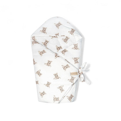 Einschlagdecke für Babyschale aus Musselin Teddybär | ganzjährig & leicht 2.5 TOG