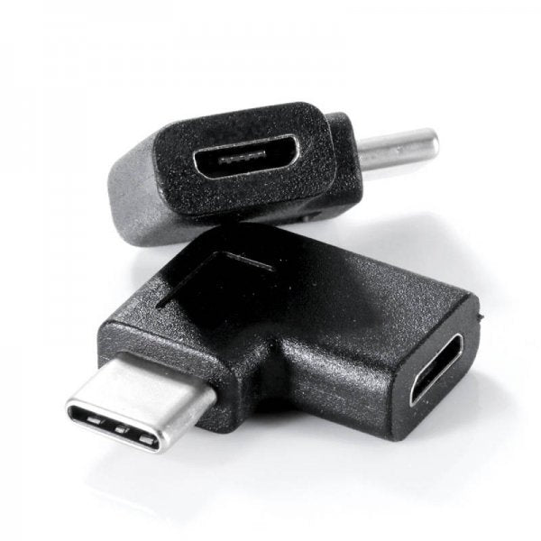 SYSTEM-S USB 3.1 Adapter Typ C Stecker zu 2.0 Micro B Buchse Winkel Kabel in Schwarz