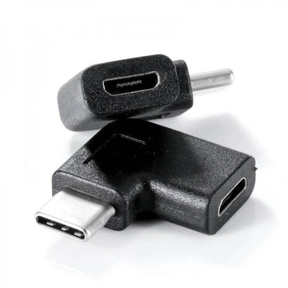 SYSTEM-S USB 3.1 Adapter Typ C Stecker zu 2.0 Micro B Buchse Winkel Kabel in Schwarz