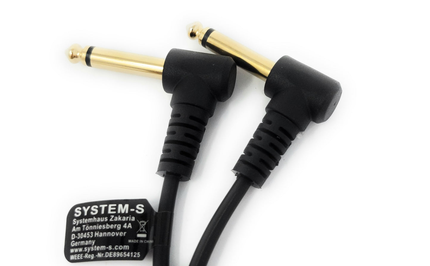 SYSTEM-S Audio Y Kabel 150cm 6,35mm Stereo AUX Klinke Stecker & Stecker zu Stecker Winkel