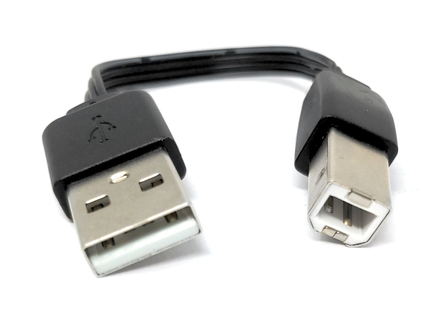 SYSTEM-S USB 2.0 Kabel 13 cm Typ B Stecker zu Typ A Stecker kurz flach in Schwarz