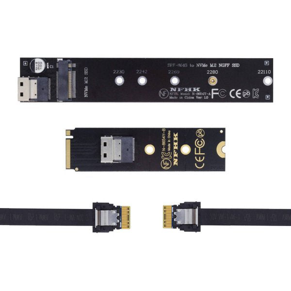 SYSTEM-S SFF-8654 NGFF M-key 40 cm NVME Kabel Stecker zu Buchse für Mainboard SSD