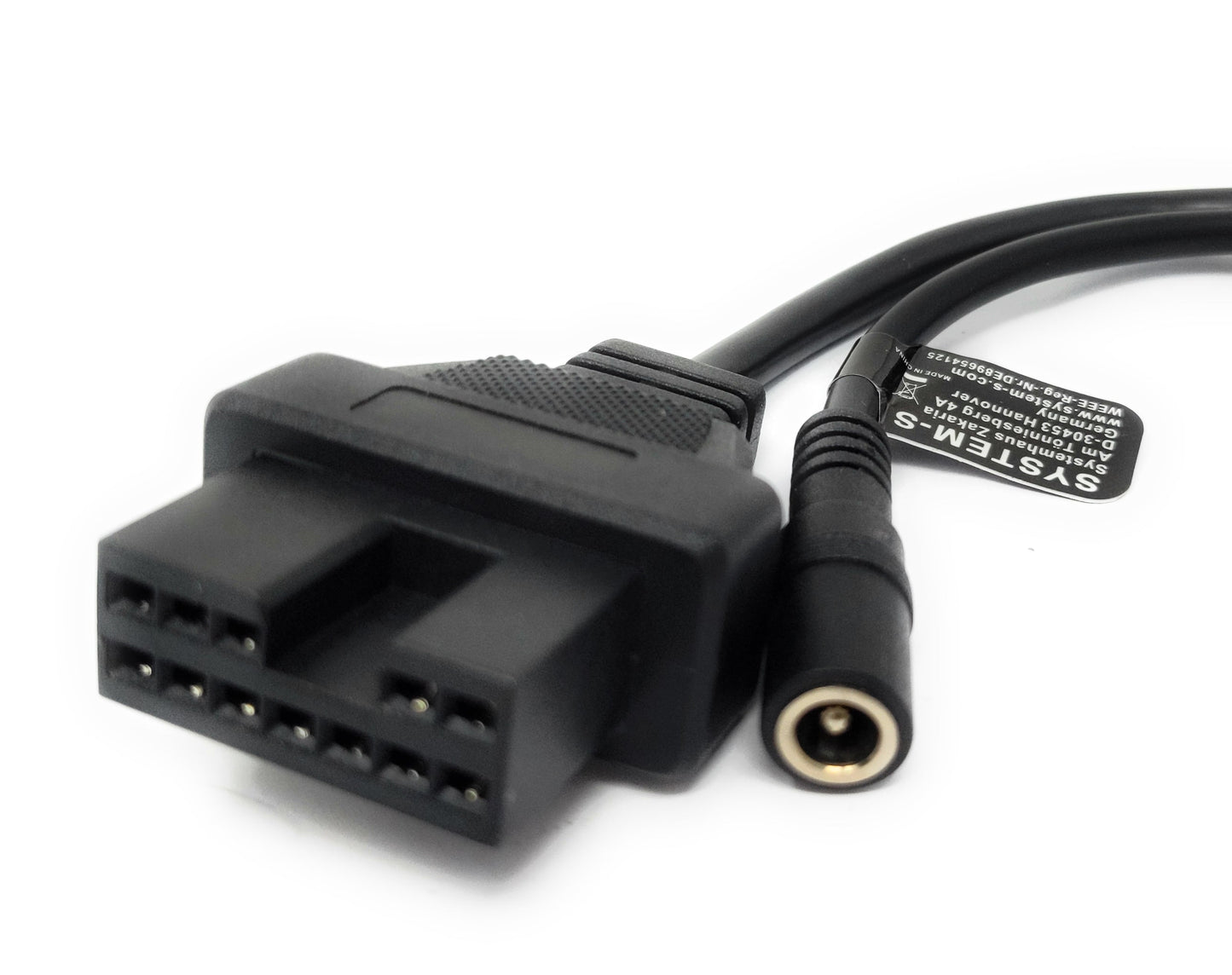 SYSTEM-S OBD Kabel 20 cm OBD 2 Buchse für Mitsubishi 12pin in Schwarz für Auto Diagnose