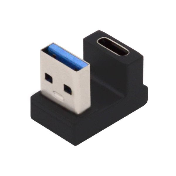 SYSTEM-S USB 3.1 Gen 2 U Turn 180° Adapter Typ C Buchse zu 3.0 Typ A Stecker in Schwarz