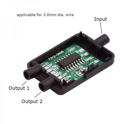 SYSTEM-S USB 2.0 PCBA Hub 1 zu 2 Splitter mit Hülle Leiterplatte Adapter in Schwarz