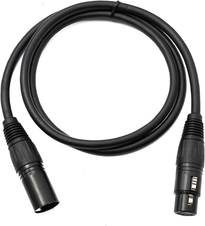 SYSTEM-S Audio XLR Kabel 50 cm 5 polig Buchse zu Stecker Adapter in Schwarz