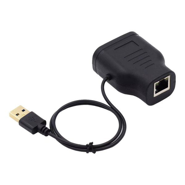 SYSTEM-S LAN Y Adapter 2x RJ45 Buchse zu Buchse Ethernet Splitter USB 3.0 Kabel Schwarz