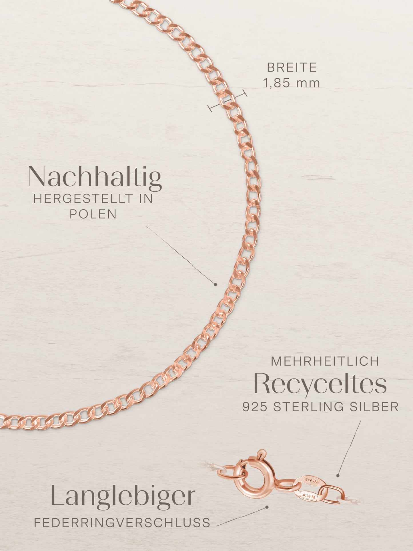 ESSENTIAL Armband Panzerkette Roségold Vergoldet