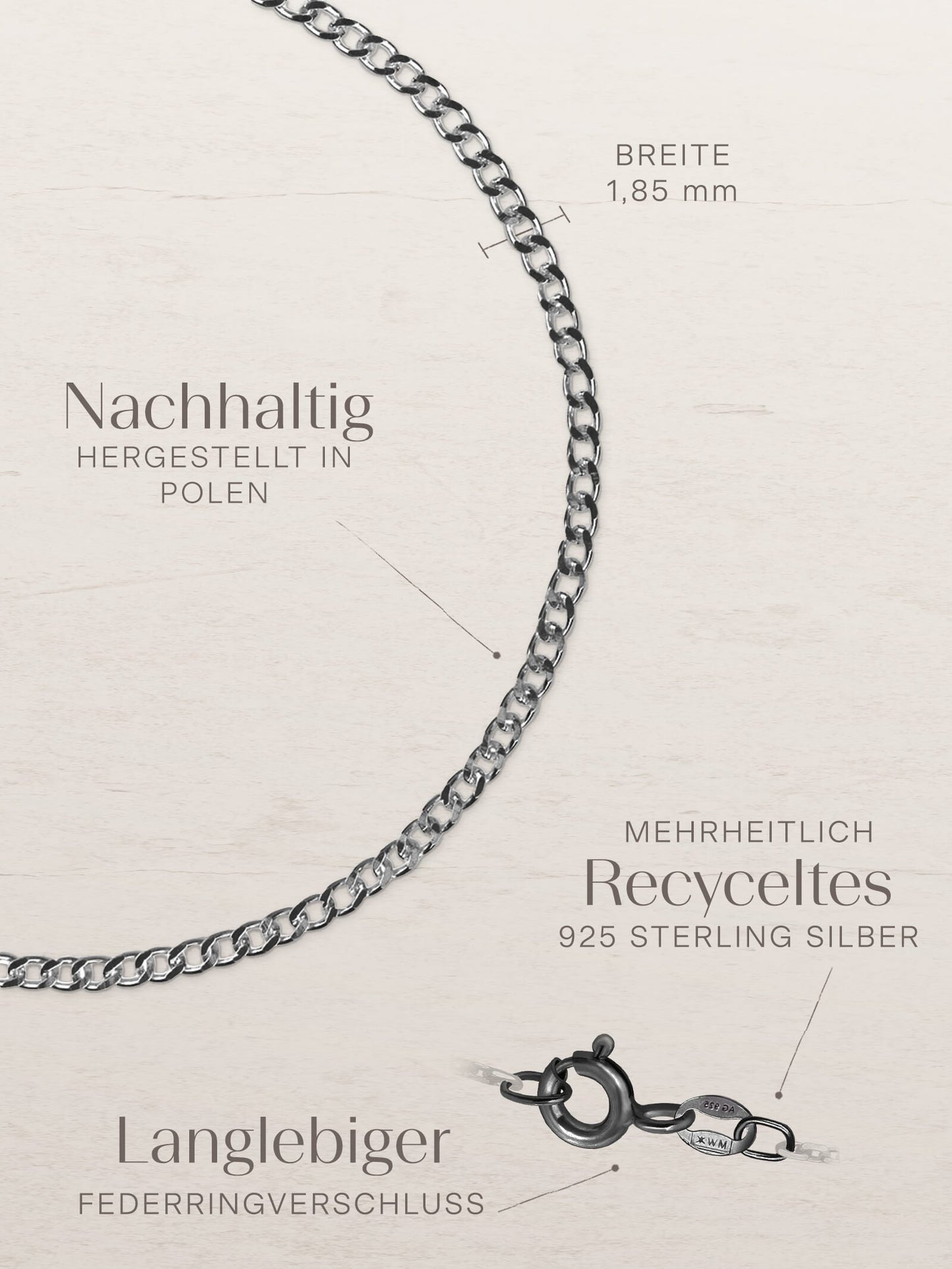 ESSENTIAL Armband Panzerkette Schwarz Rhodiniert