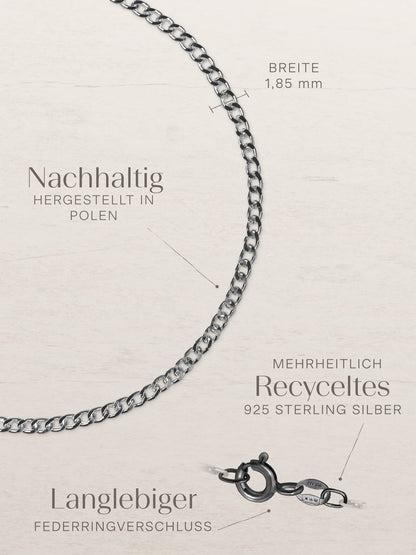 ESSENTIAL Armband Panzerkette Schwarz Rhodiniert