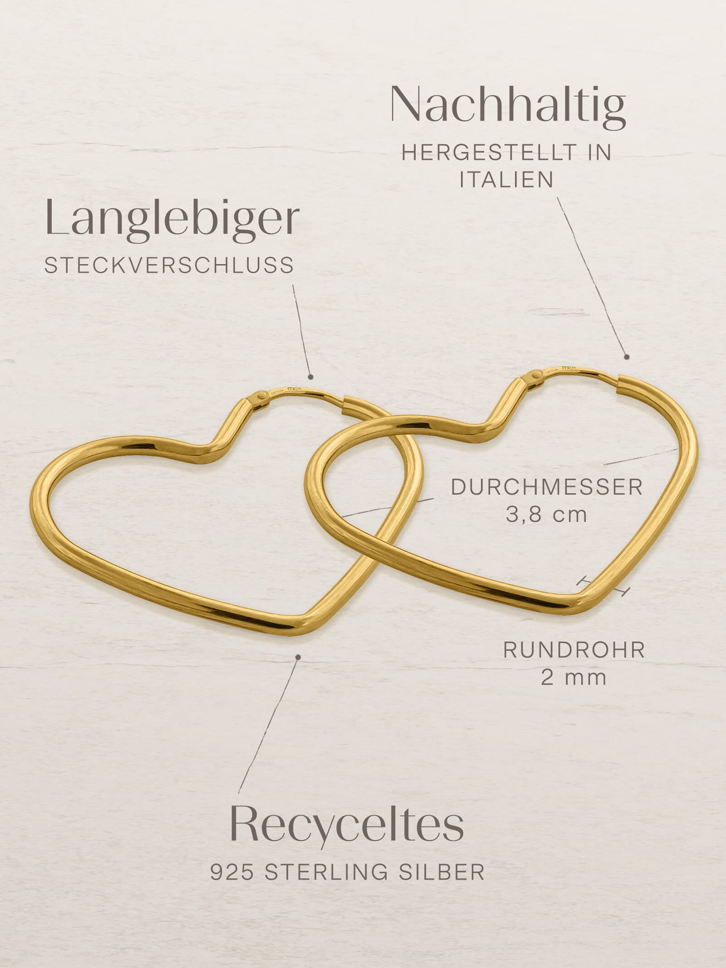 Creolen HEART Vergoldet - Elegante Ohrschmuck für jeden Anlass