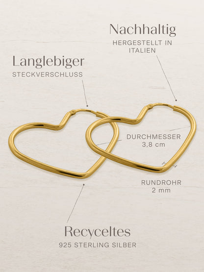 Creolen HEART Vergoldet - Elegante Ohrschmuck für jeden Anlass