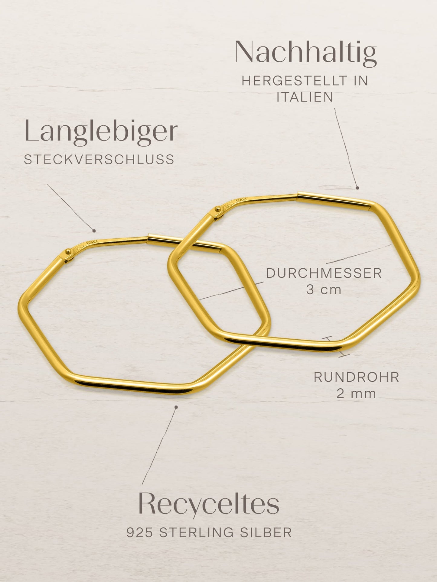 Creolen HEXAGON Dezent Vergoldet