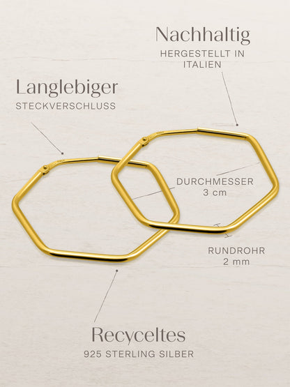 Creolen HEXAGON Dezent Vergoldet