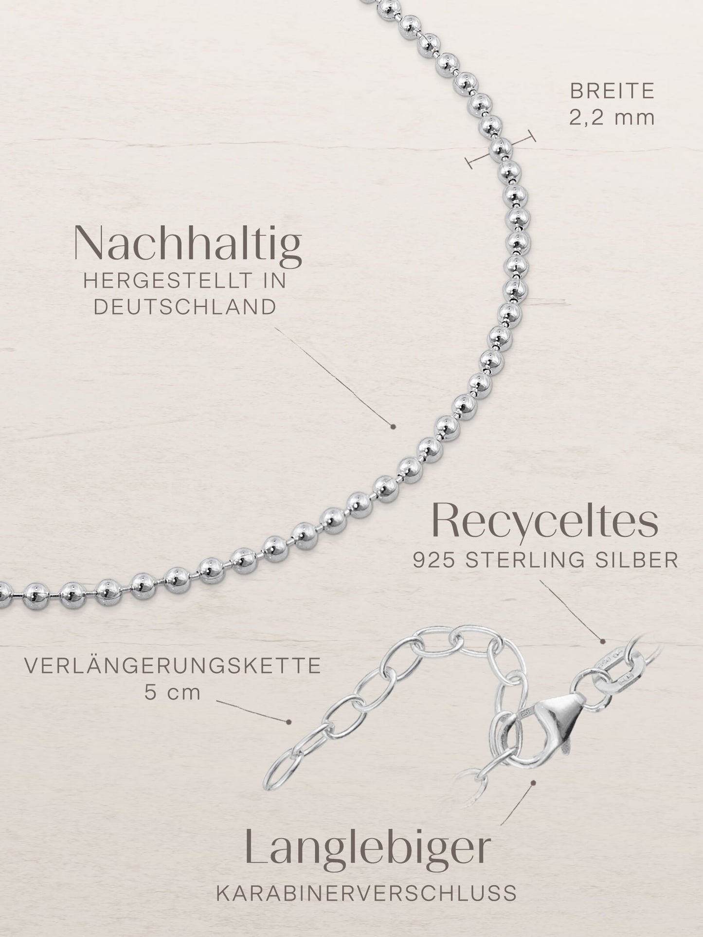 SPHERE Fußkette Kugelkette Silber