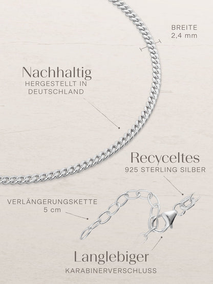 TIMELESS Fußkette Panzerkette Silber