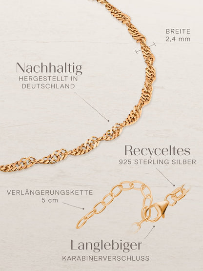 Fusskette Singapurkette Roségold Vergoldet